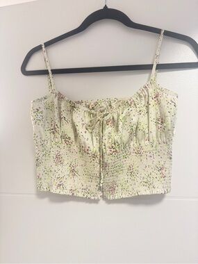Little Moon Floral Smocked Corset Cami Top | Milkmaid Tie Front | Size S